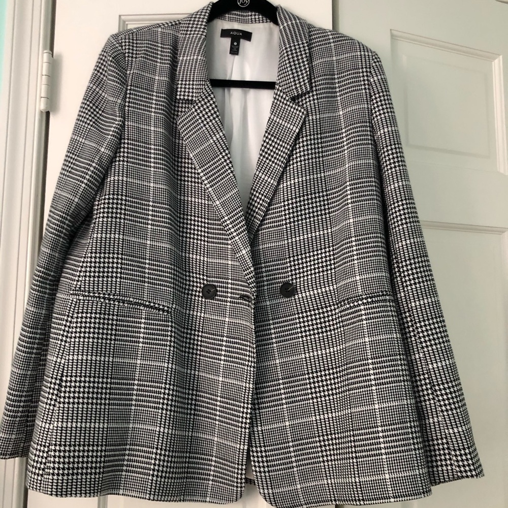 Aqua Houndstooth Blazer